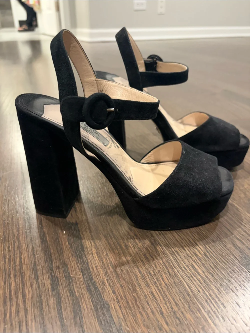 Prada Black Suede Heels